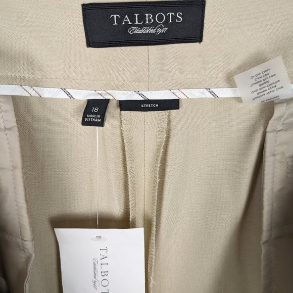 Talbots Dress Pants Womens Size 18 Beige Polyester Blend Stretch Straight Leg - Picture 3 of 10
